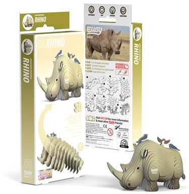 Eugy Puzzle 3D - Rinoceronte - Puzzle de Animales - Juguete Creativo