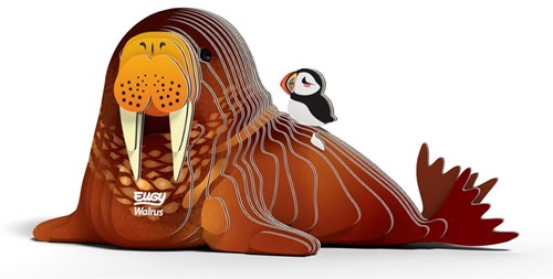 Eugy puzzle 3D - Kit de manualidades de morsa de cartón para niños-2