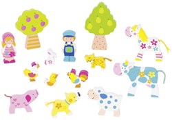 Goki animales de granja de madera set de juego Susibelle 14 piezas