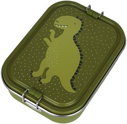 Trixie fiambrera grande - caja de almuerzo de acero inoxidable para niños - Mr. Dino - verde