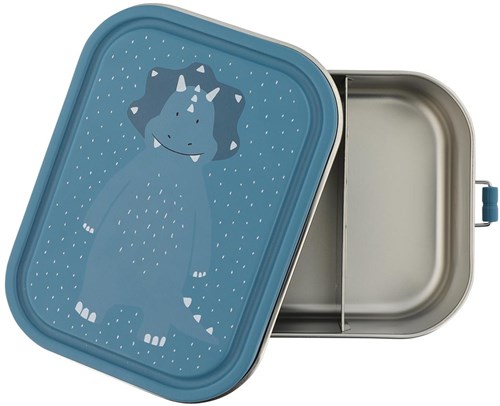 Trixie fiambrera grande - caja de almuerzo de acero inoxidable para niños - Mr. Triceratops - azul - dinosaurio-3