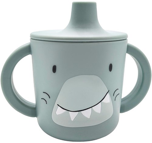 Trixie vaso de aprendizaje de silicona para bebé azul - Mr. Shark - antigoteo