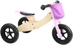 Small Foot triciclo y bicicleta de equilibrio de madera 2en1 Maxi rosa - bici de entrenamiento