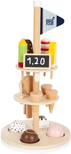 Small Foot set de helados de juguete de madera con soporte - 15 piezas-2