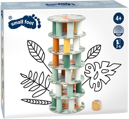 Small Foot torre tambaleante de madera safari - juego cooperativo infantil