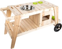 Small Foot cocina de barro exterior con ruedas y accesorios