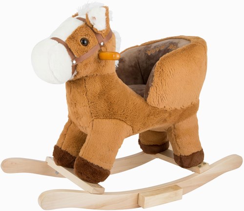 Small Foot caballo balancín de madera marrón con sonido y asiento juguete-2