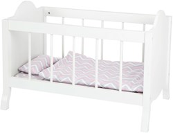 Small Foot cama de muñecas de madera blanca con ropa de cama - juguete cama muñeca