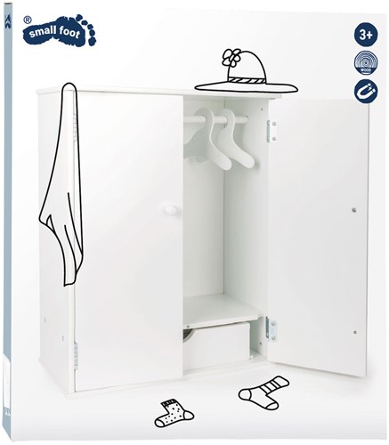 Small Foot armario de madera para muñecas con perchas - mueble muñecas blanco 53 cm