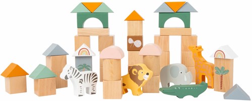 Small Foot bloques de construcción de madera safari set - juguete 50 piezas-3