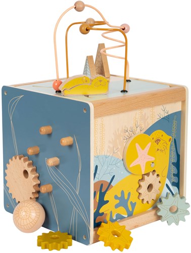 Small Foot cubo de actividades de madera espiral motricidad Seaside juguete-2
