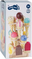 Small Foot helado de juguete de madera - soporte de helados móvil, 16 piezas