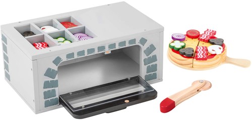 Small Foot horno de pizza de madera set de juego - cocina de juguete pizza 25 piezas-2