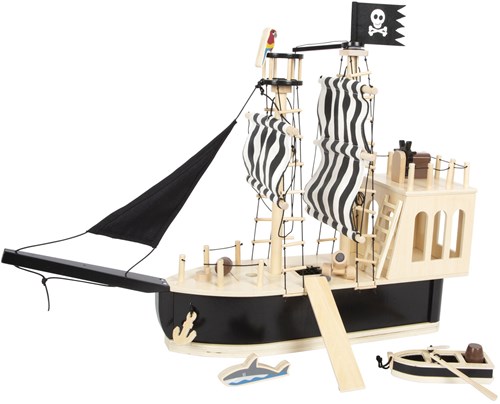 Small Foot casa de muñecas barco pirata de madera - juguete barco creativo-3