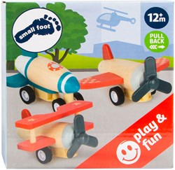 Small Foot aviones de madera set pull-back de 3 juguetes