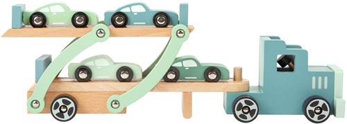 Small Foot camión transportador de madera Chicago con coches juguete-3