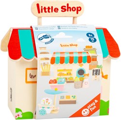 Small Foot casa de muñecas tienda de madera - maletín, set de 15 piezas