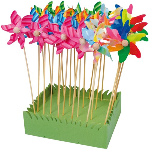 Small Foot juguete molino de viento con palo de madera 28cm - set de 24 piezas