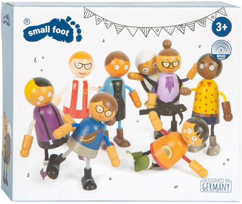 Small Foot familia de muñecos de madera flexibles con bebé - juguete para casa de muñecas