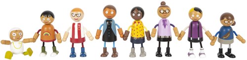 Small Foot familia de muñecos de madera flexibles con bebé - juguete para casa de muñecas-2