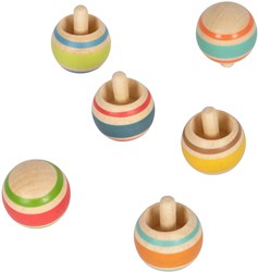 Small Foot peonzas de juguete de madera - rayadas, madera FSC, 6 unidades