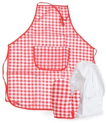 Egmont Toys Delantal, gorro y guante de cocina rojo a cuadros