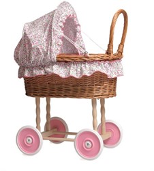 Egmont Toys Cochecito de muñecas de caña 44x27x58 cm con capota floreada