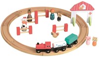 Egmont Toys Pista de tren de madera con tren y figuritas 45x45 cm