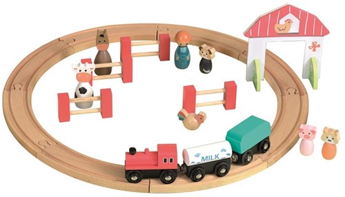 Egmont Toys Pista de tren de madera con tren y figuritas 45x45 cm
