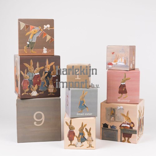 Egmont Toys cubos apilables cartón familia conejo juguete educativo 15x15x15 cm-2