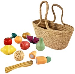 Egmont Toys cesta de la compra de madera con frutas y verduras juguete 2+