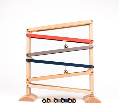 Egmont Toys pista de coches de madera FSC con campana - pista de carreras de juguete