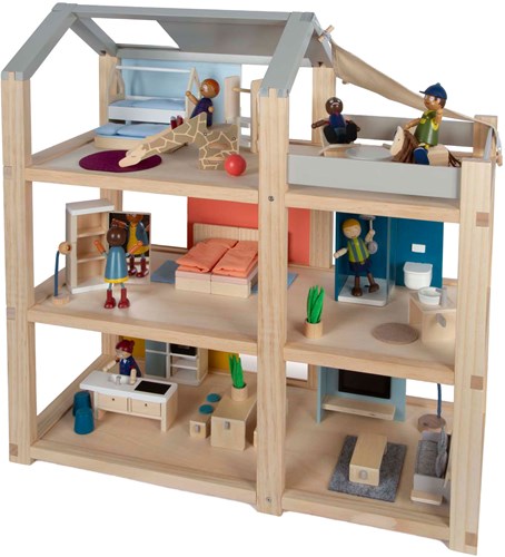 Small Foot casa de muñecas de madera con muebles - juguete casa de muñecas