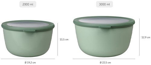 Mepal bol multiusos Cirqula recipiente hermético 3000ml redondo nordic sage-3