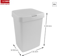Sunware Delta cubo de basura - papelera con tapa abatible 25L plástico blanco-2
