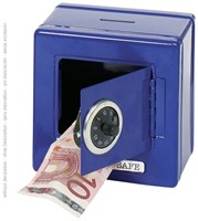 Goki caja fuerte hucha metálica azul con combinación ahorros seguros-3
