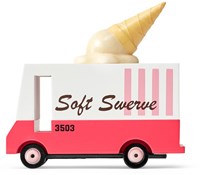 Candylab coche de juguete de madera - Ice Cream Van rosa blanco - autobús vintage