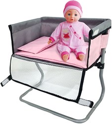 Mesita de cuidado para muñecas gris rosa - mueble de juguete 39x25x39cm