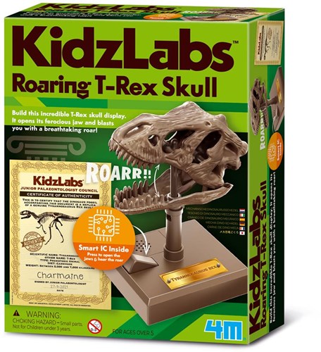 4M Cráneo de T-Rex rugiente juguete - kit educativo de dinosaurio para construir