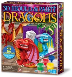 4M Crea Yeso Moldear y Pintar Dragones 3D Set Creativo 18x22x5cm 5+