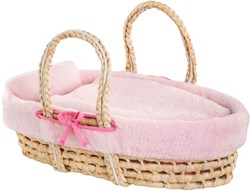 Corolle set cesta trenzada accesorio muñeca bebé cuna rosa peluche