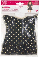 Corolle vestido de muñeca negro con lunares dorados - conjunto festivo 36cm