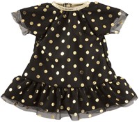 Corolle vestido de muñeca negro con lunares dorados - conjunto festivo 36cm-2