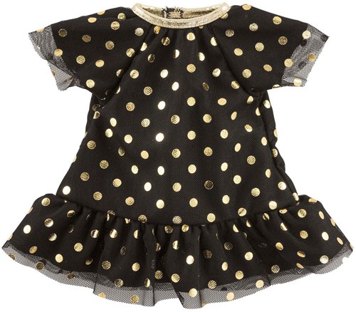 Corolle vestido de muñeca negro con lunares dorados - conjunto festivo 36cm-2