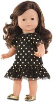 Corolle vestido de muñeca negro con lunares dorados - conjunto festivo 36cm-3