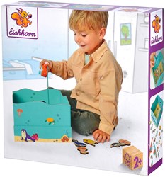 Juego de pesca de madera juguete educativo acuario caña magnética 19 piezas