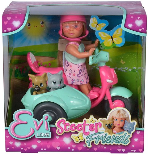Scooter Friends mini muñeca con scooter y mascotas - juguete colorido