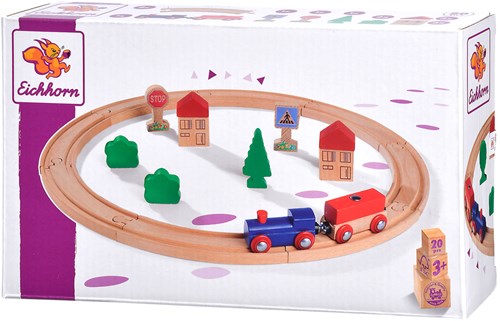 Eichhorn set de tren de madera juguete - madera FSC - 20 piezas-2