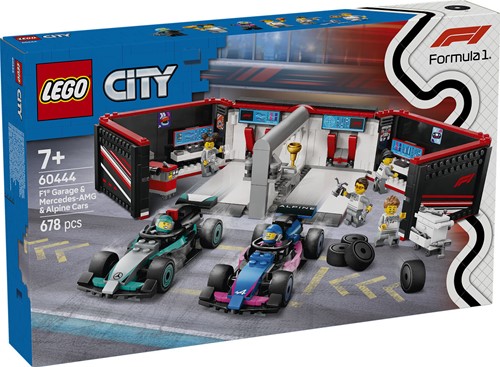 LEGO 60444 City F1® garage met Mercedes-AMG en Alpine auto's