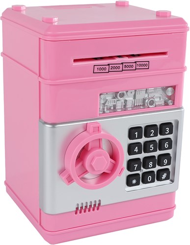 Van Manen caja fuerte de juguete con código secreto rosa 19,5cm-2